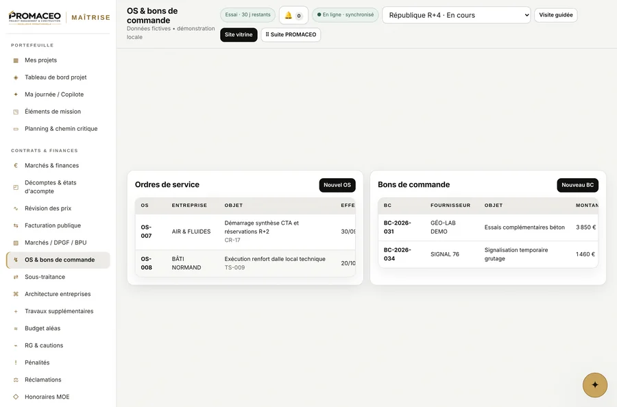 PROMACEO Maîtrise — Notification, date d'effet et incidence financière